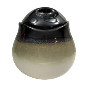 Vintage Sango Nova Black 4932 Ceramic Lidded Sugar Jar Bowl Stoneware Kitchen